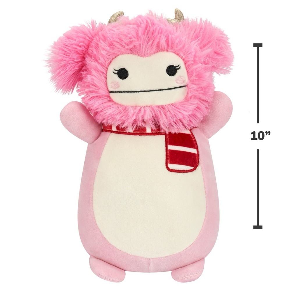 NWT Squishmallows Hugmees Ultra Soft Plush - Brina the Pink Bigfoot with Scarf